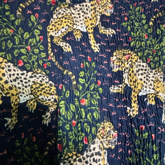 Navy Blue Maxi Dress with Yellow Leopard Print - Picture 2 of 4